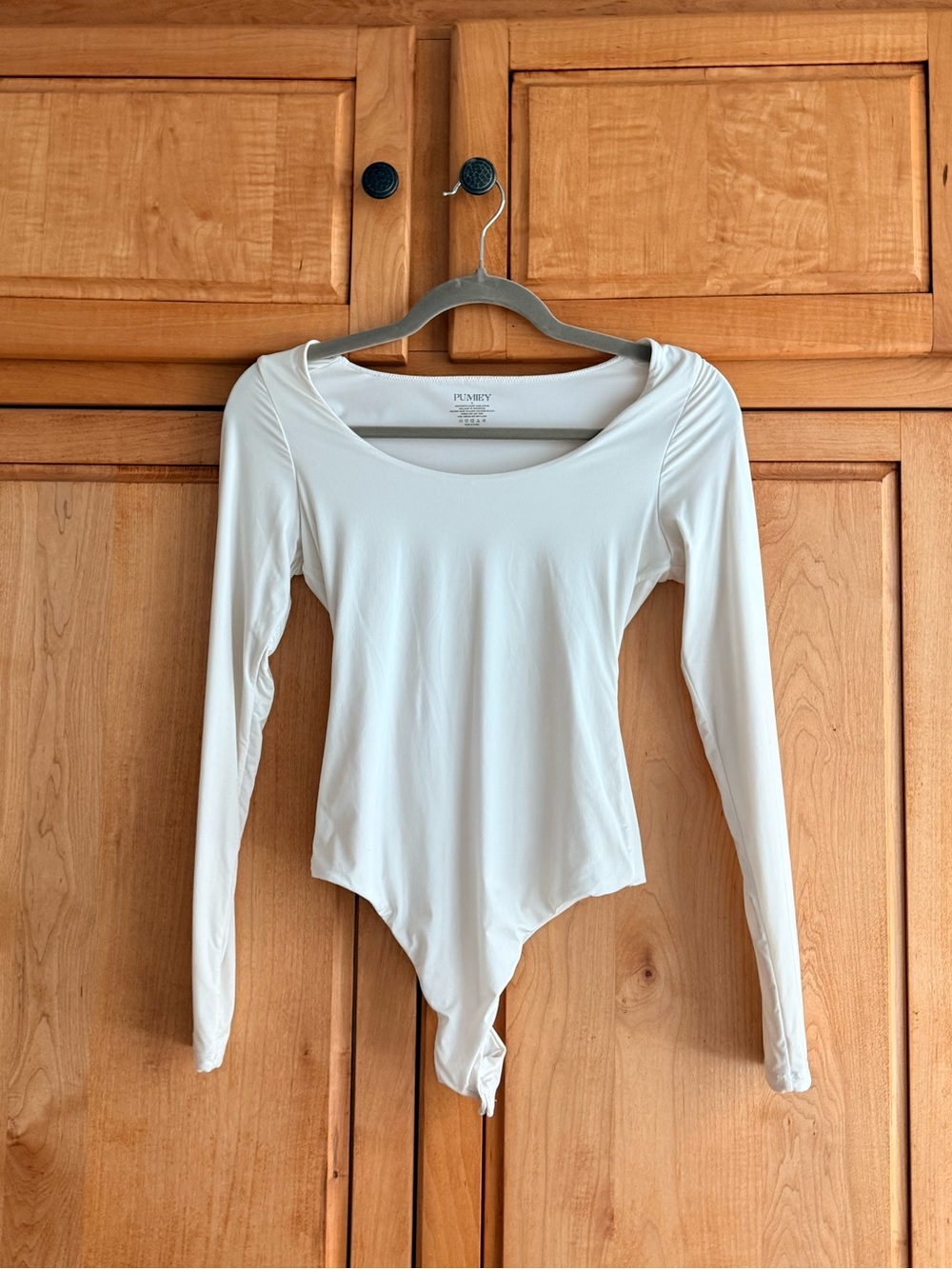 Super Soft White Long-Sleeve Scoop Neck Bodysuit